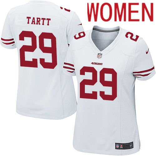 Women San Francisco 49ers #29 Jaquiski Tartt Nike White Team Color Game NFL Jersey->women nfl jersey->Women Jersey